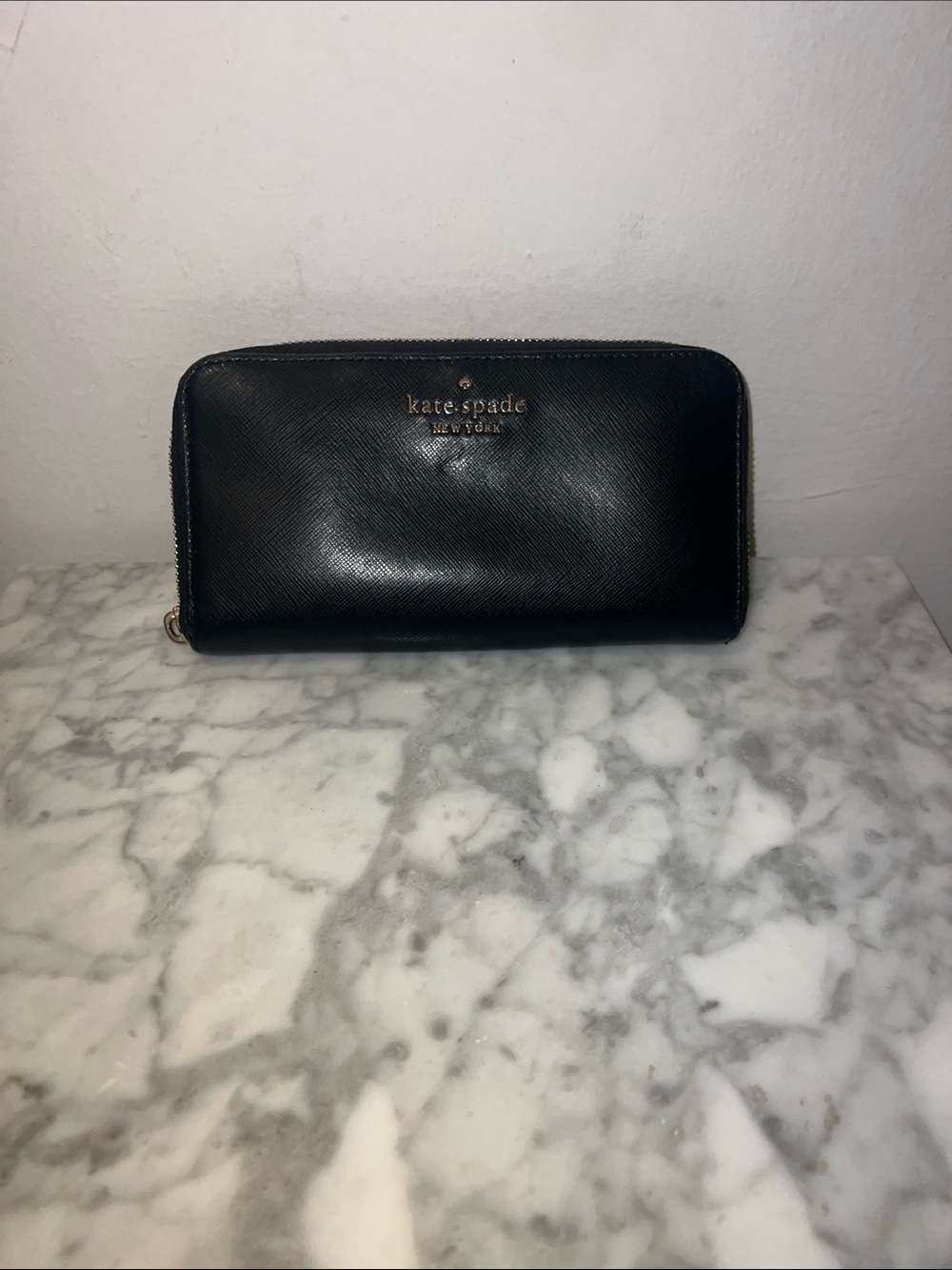Kate Spade black Saffiano Zip Wallet